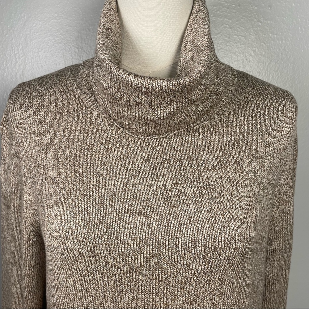 Belford for Neiman Marcus Silk Blend Turtleneck Sweater Heather Brown Tan Large - Picture 3 of 11